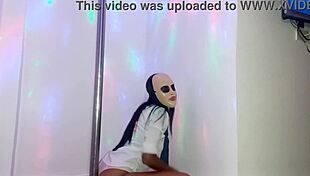 Skinny brunette student bribes teacher on halloween for sex!