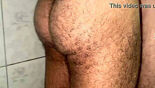 in the bathroom, the strong bearded guy gets a visit from a twink to handle his big cock roughly.