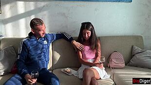 street guy lured modest girl with a drink before public sucking