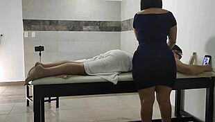 Recording video with big ass Latina masseuse