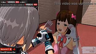 Uncensored erotic anime idol threesome with ASMR voice