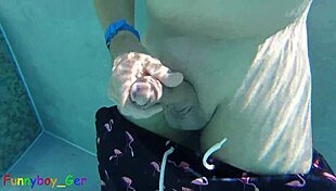 Gay Amateur Jerks Big Cock In Public Pool