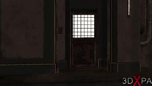 3d dickgirl android toys with sexy blonde in sci-fi room.