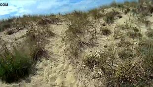 suzisoumise flashes saggy tits and sucks cock on beach