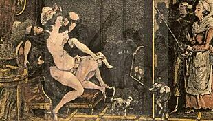 Vintage erotic drawings depict sensual scenes