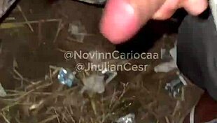 Wild orgy in the bush with four big-cocked guys