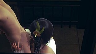 genshin impact yaoi, venti gives blowjob and footjob in sissy crossdress anime