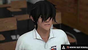 Busty hentai teacher demonstrates sex techniques