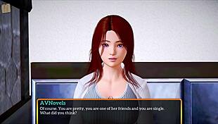 Anime hentai features redhead with big tits in homemade game