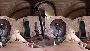 Hot bdsm in virtual reality with femdom spanking