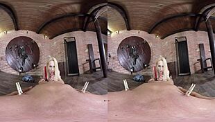 Hot bdsm in virtual reality with femdom spanking