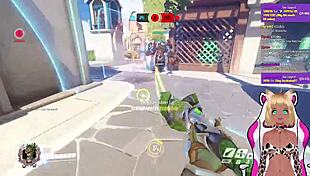 vtuber lewdneko gets spanked playing overwatch in hentai anime