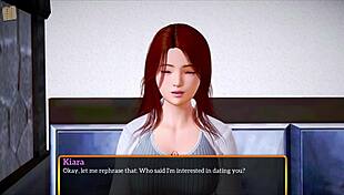 Anime hentai features redhead with big tits in homemade game