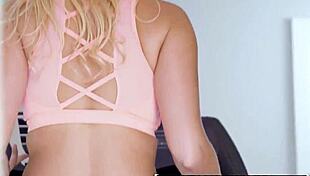 Golden temptation: Tanned tits and tan lines on a treadmill