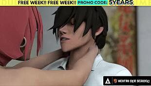 Busty hentai teacher demonstrates sex techniques