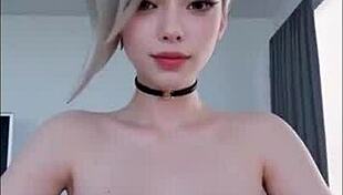 Cosplay Mercy Overwatch Naik Keras di Adegan Hentai AI Tanpa Sensor.