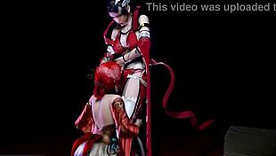 Threesome with two bigboobs princesses in 3d animation 245