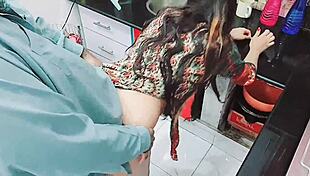 Old Indian husband fucks his wife's ass in the kitchen