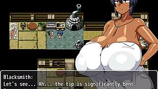 Tanned girl natsuki masturbates huge bbc outside in hentai game ep 12