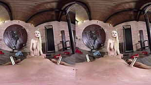 Hot bdsm in virtual reality with femdom spanking