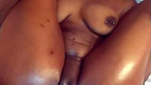 Slim thick ebony with nice body gets fucked by dildo and bbc