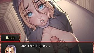 Nun's first blowjob in harem game