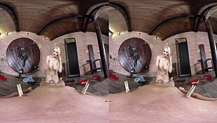 Hot bdsm in virtual reality with femdom spanking