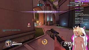 vtuber lewdneko gets spanked playing overwatch in hentai anime