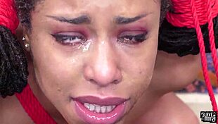 In this high definition bdsm scene, a slobbery teen 18+ is bound and roughly choked while deepthroating a cock.