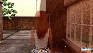 Ella feels happy as she's licked on the phone, seducing the devil