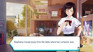 gamer tyttö stephanie leikkii kurvikkailla 3d-tiskeillä asussa