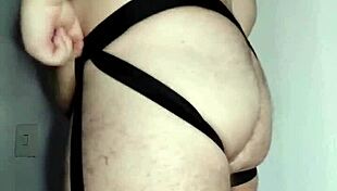 Fat gay man masturbates and shows off big ass