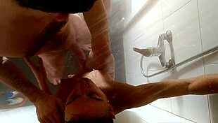 recorded from ceiling in shower with doggystyle big cock blowjob and cum in mouth