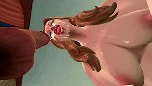 she feels the intense pleasure while sucking his fat cock in rough face fucking