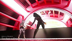 Watch the giantess grow huge with massive tits and ass in 3D!