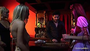 lucky guy with three chicks in group activity