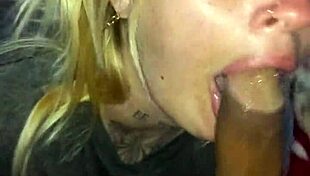 Beautiful girlfriend performs sloppy deepthroat on friend's cock until he cums in her pretty face and she swallows