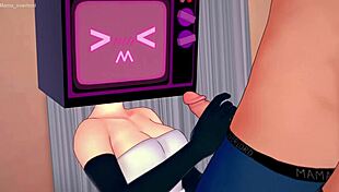 TV Woman Dresses in Apron in Nurse's Office for Fucking Hentai Parody