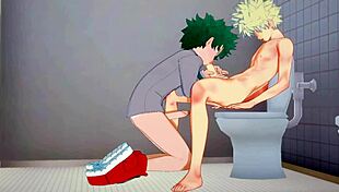 midoriya gives bakugou a blowjob in my hero academia yaoi. 😏