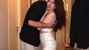 Visitor arrives for intimate encounter with small tits