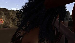 Second life black man fucks black woman at a drive in movie theater