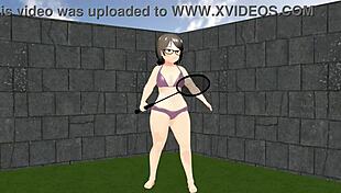 Kyo Animation Plump Girl Playing Tennis