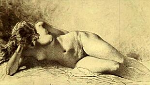 vintage erotic illustration of hentai cartoon comic with antique retro anime style