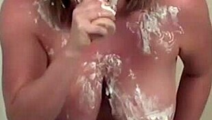 Maggie Green Dildo Fucks Herself With Tits Covered In Cream