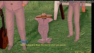 the caretaker milf gives blowjob leading to creampie in hentai game