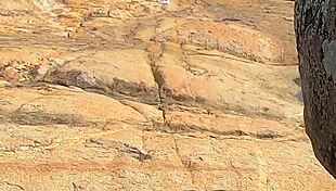 Beautiful young girl gets watched having public sex on beach rocks!