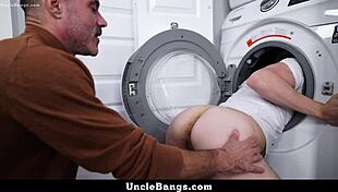 hey, horny stepfather rims twink boy's ass rough in orgy, unclebangs joins for blowjob fun