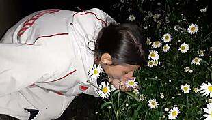 Emotional Garden Encounter: Housekeeper and Girls Reach Mutual Orgasm