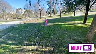 Yoga session with a prostitute stimulating her vagina.