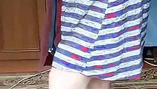 pink shirt, black skirt, sissy crossdresser shemale rides big butt hard